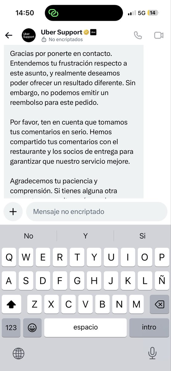 Rooorodriguez95's tweet photo. Se ponen en contacto conmigo y lo que tengo es…. Otra respuesta automática,  aquí adjunto la comida.  @Uber_Support @UberEats https://t.co/u2aoIwEXPx