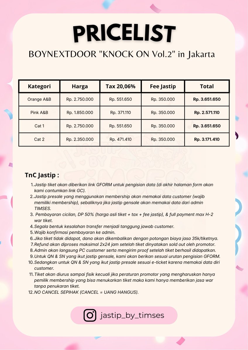 GO_CoupsNa's tweet photo. OPEN JASTIP BOYNEXTDOOR TOUR "KNOCK ON Vol.2" in Jakarta

📅 5 Desember 2026
📍 ICE BSD Hall 5-6

🍒 Presale &amp; General sale
🍒 TnC di feed
🍒 DM untuk jastip / bisa ke IG nya langsung untuk kepoin ya guys

#boynextdoor #boynextdoor_jakarta #boynextdoor_knock_on_vol2 #jastiptiket https://t.co/XOtvkQhJga