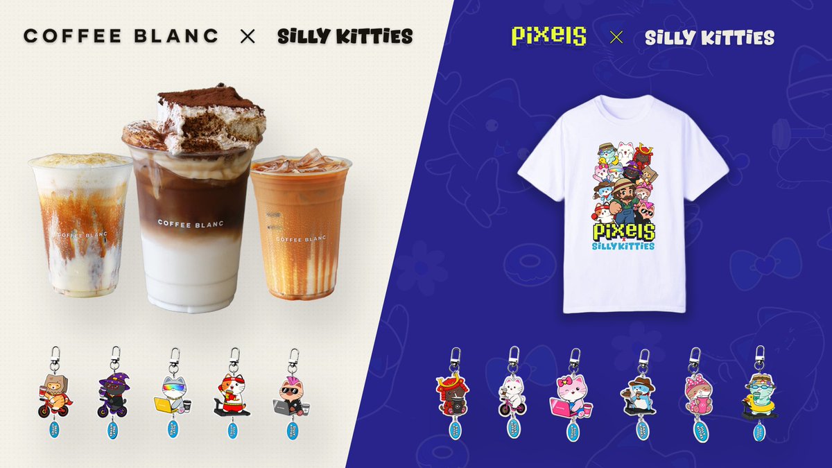 sillykittiesco's tweet photo. We're excited to partner with Coffee Blanc and @pixels_online!

Coffee Blanc is a growing coffee franchise in Mandaluyong City 🇵🇭, and Pixels Online is the leading Web3 social MMO.

Join the event:

☕️Buy any 2 drinks and receive a free Silly Kitties keychain.

💎Can't make it? Complete the Silly Kitties quests in Pixels Online for a chance to win exclusive in game rewards, shirts, and keychains with free shipping included.

1/3) More details below