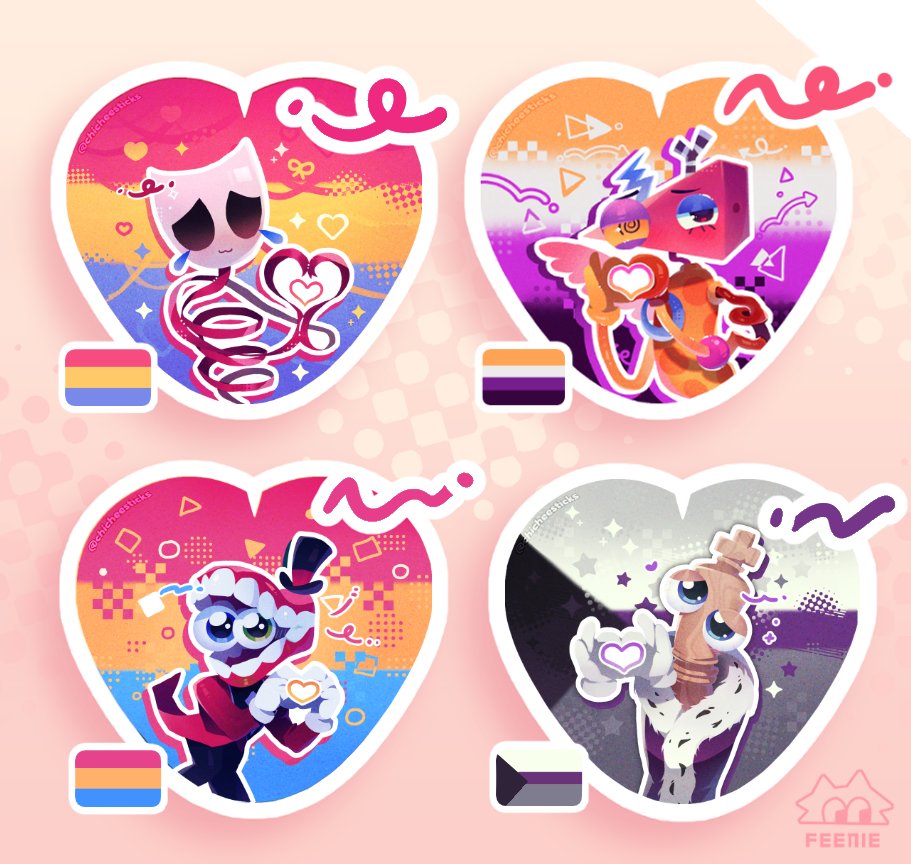 chicheesticks's tweet photo. Alternate pride flags for some #TADC characters as per popular request 🌈✨ https://t.co/hRREbdEppi