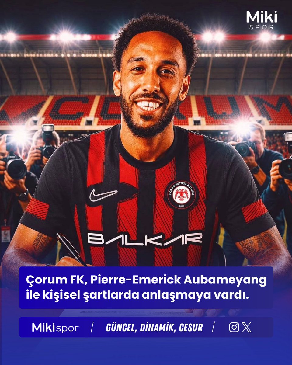 MikiSporr's tweet photo. Çorum FK, Pierre-Emerick Aubameyang ile kişisel şartlarda anlaşmaya vardı.

Gabonlu yıldız golcü, Türkiye'ye geldi. https://t.co/HtxlTYjNC1