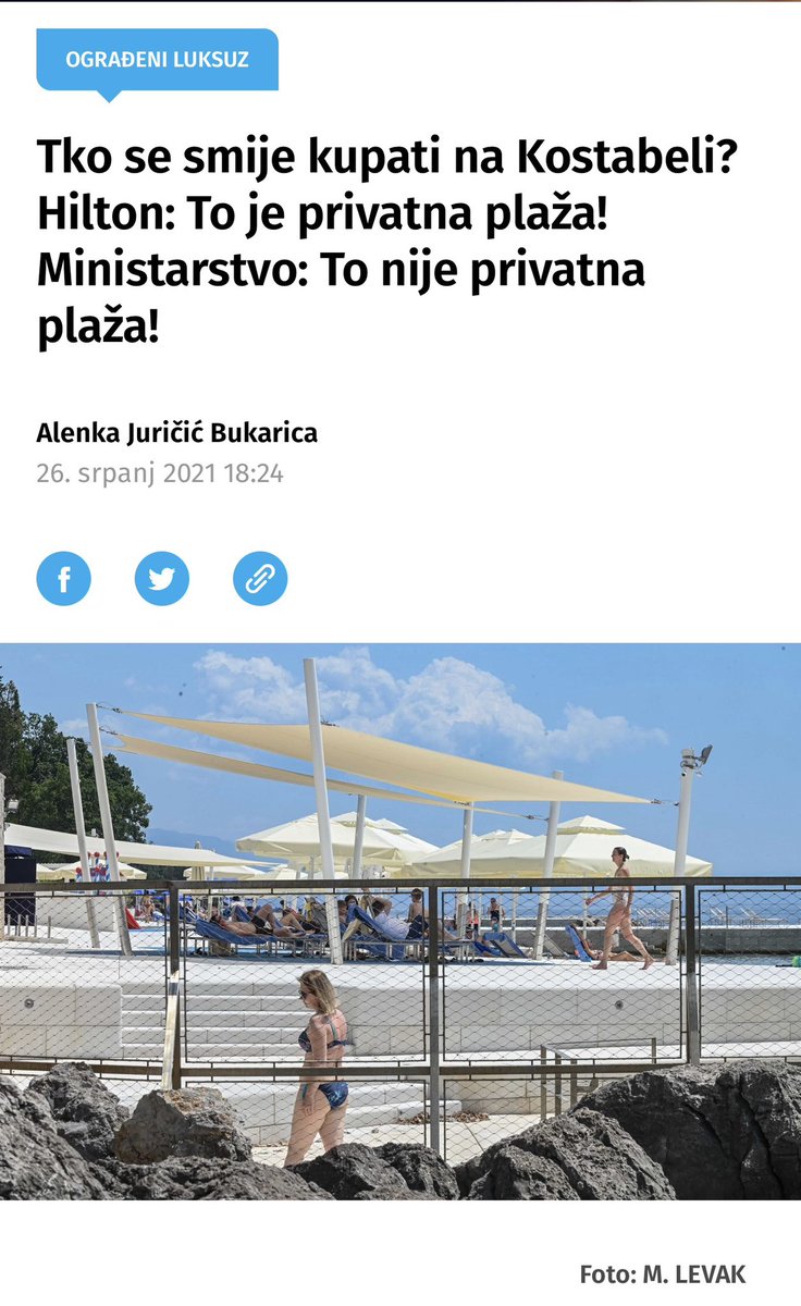 MileticMarin_'s tweet photo. Javnost ima pravo znati. Milanović i bivši član HDZ-a Siniša Hajdaš su dali Hiltonu ugovor kakav nema NITI jedan drugi hotel u Republici Hrvatskoj. Oleg Butković i Plenković od te 2015. do danas nisu prst pomaknuli da mijenju ovaj štetan ugovor. 2021. Olegovo ministarstvo daje očitovanje da ta plaža nije privatna i da se ljudi na njoj mogu kupati besplatno. Hilton protuzakonito uvjetuje dolazak na plažu plaćanjem: ili kao gost hotela ili dnevna karta od 130 eura. Danas ministar govori drugačije i u maniri svog prostačkog frenda Zokija difamira mene koji govorim istinu i borim se za pomorsko dobro. Neće im pomoći svi moćnici, njihovi mediji. Ja neću uzmaknuti niti centimetra. Pozivam Turudića da radi svoj posao. @MostHrvatska
