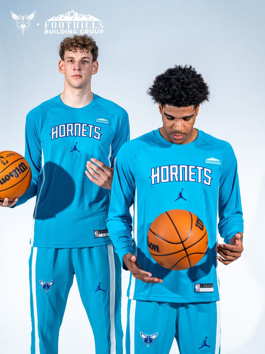 hornets's tweet photo. first look 👀

we’re excited to welcome foothills building group as our first-ever shooting shirt and warm-up jacket patch partner and the presenting partner of our 2026 NBA Summer League team! https://t.co/FpP8di5twh