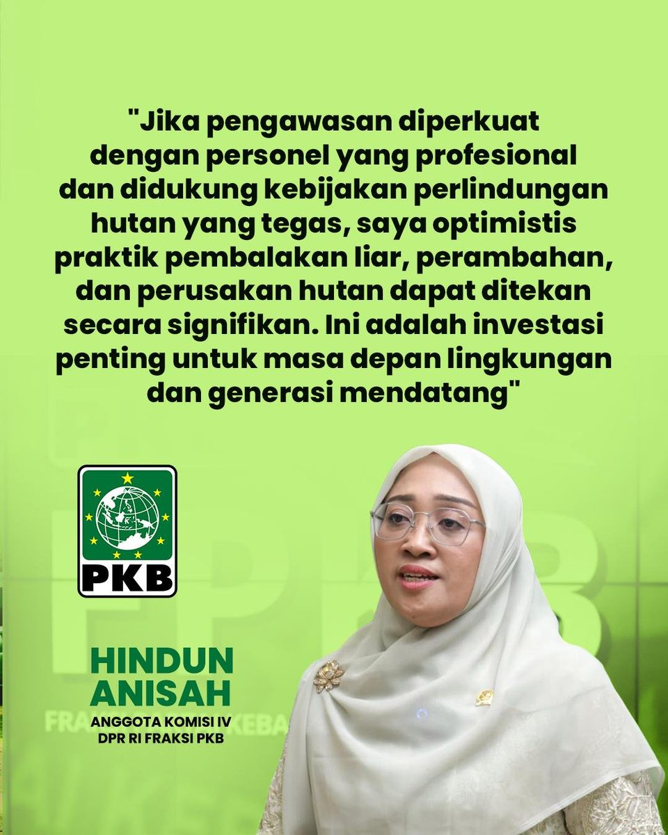 DPP_PKB's tweet photo. PKB mendukung rencana penambahan 70 ribu personel Polisi Kehutanan untuk memperkuat perlindungan sekitar 125 juta hektare hutan Indonesia. Langkah ini diharapkan mampu menekan pembalakan liar, perambahan, dan kerusakan hutan demi kelestarian lingkungan.

#PKB https://t.co/ByLl0FhCOI