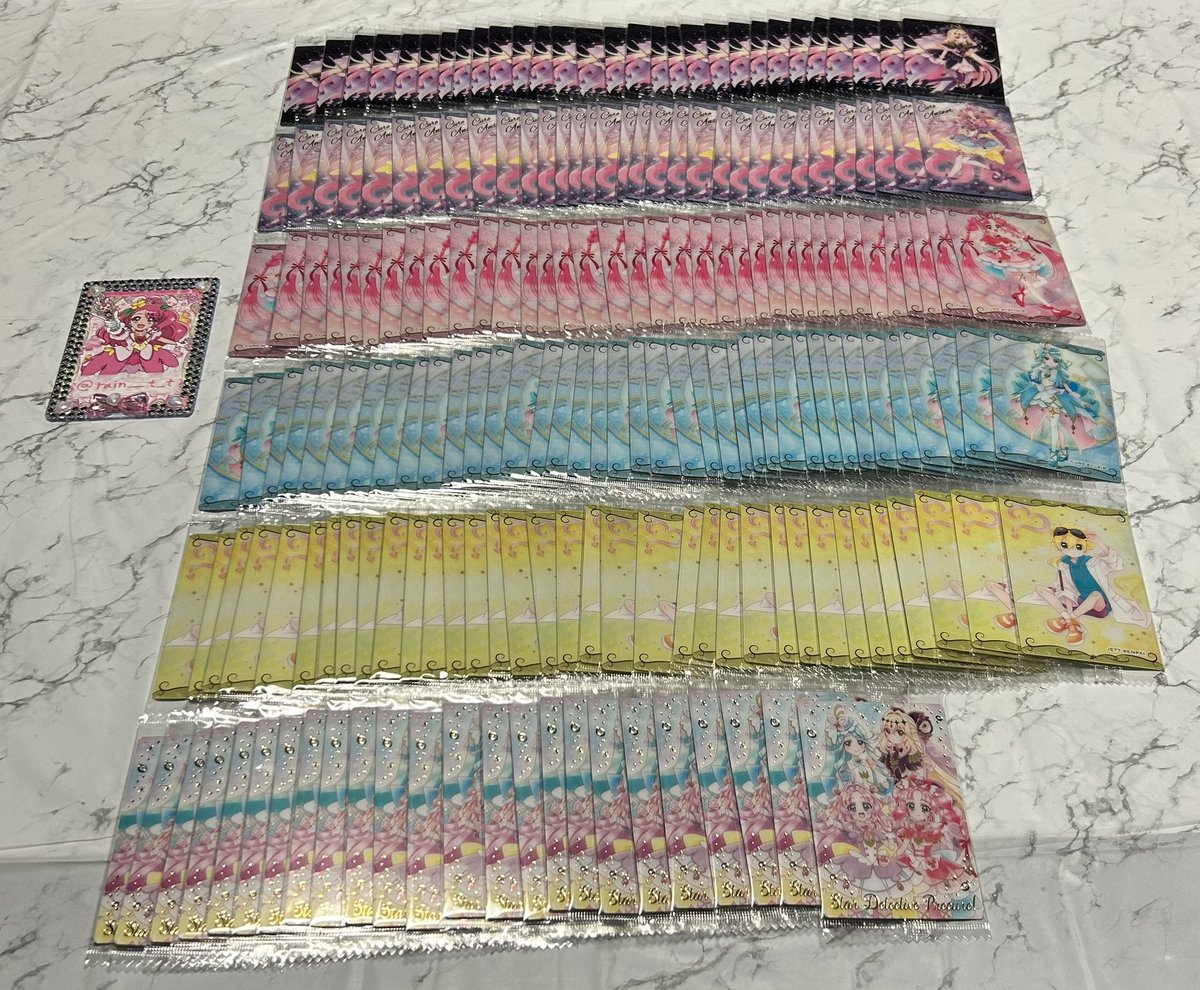 rain__t_t's tweet photo. 【交換】プリキュア ウエハース 13

譲：画像1～6

求：HRグレース

赤線開封済み
アルカナ、HRは1:1希望(ものにより2:1可能)
比率違い可能
1弾厳しめ
条件の良い方、纏めての方優先
検索からもお気軽にお声掛け下さい🌸 https://t.co/N0YyDjusgw