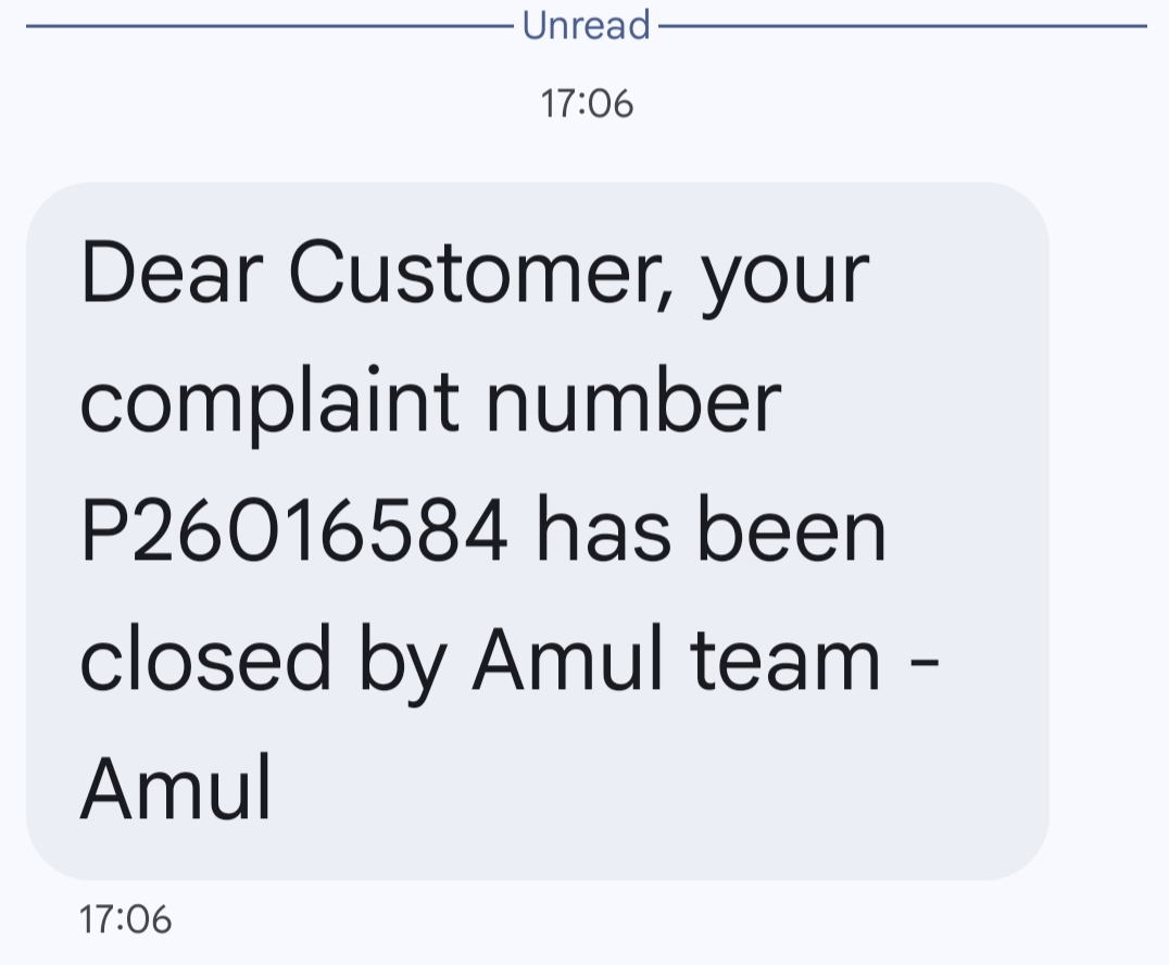 mpverma72's tweet photo. @Amul_Coop क्या अमूल मे ग्राहकों की समस्या को नहीं सूना जाता है बिना शिकायत दूर किए शिकायत बंद कर दी https://t.co/Q1xf61PPve