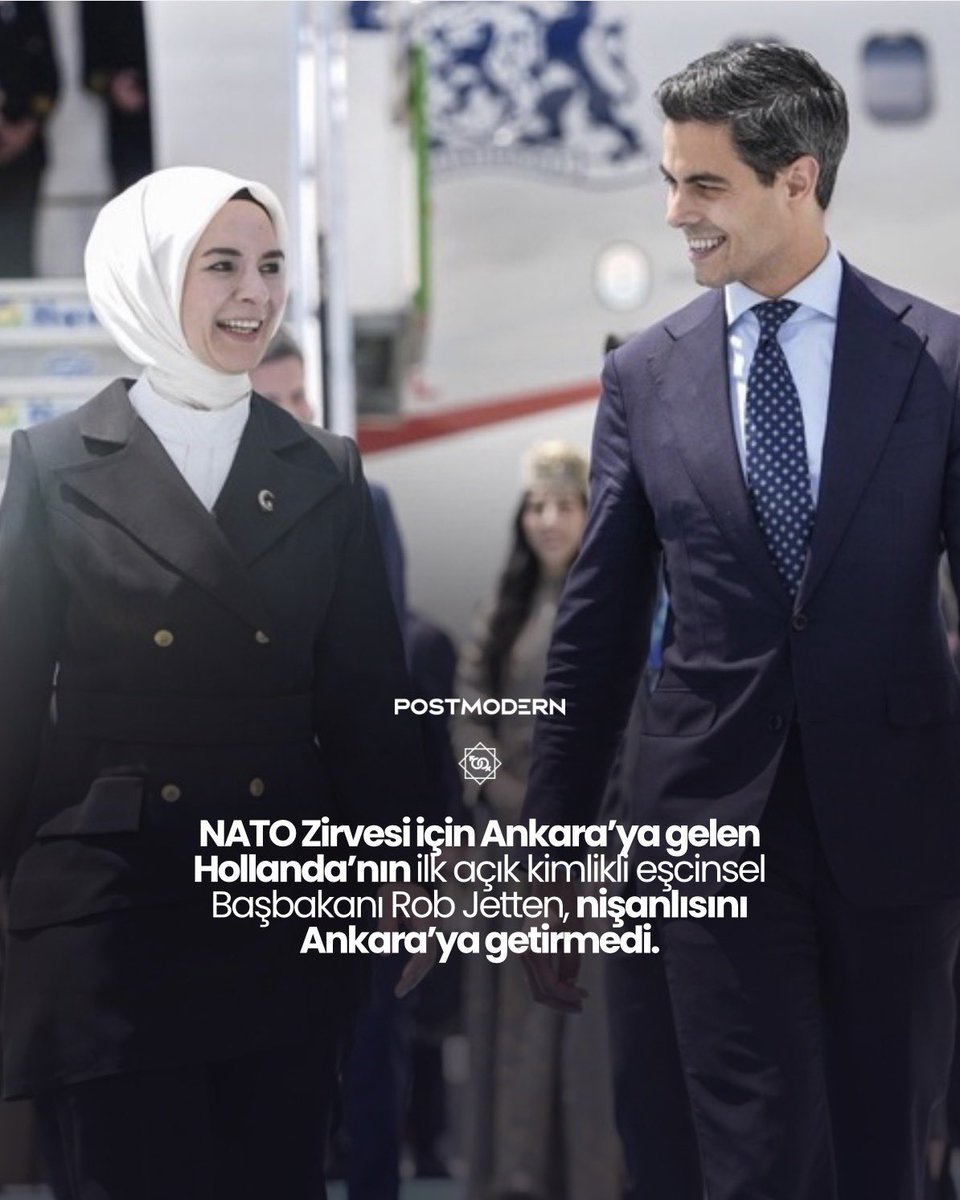 istbassavcisi's tweet photo. — NATO Zirvesi için Ankara’ya gelen Hollanda’nın ilk açık kimlikli eşcinsel Başbakanı Rob Jetten, nişanlısını Ankara’ya getirmedi.