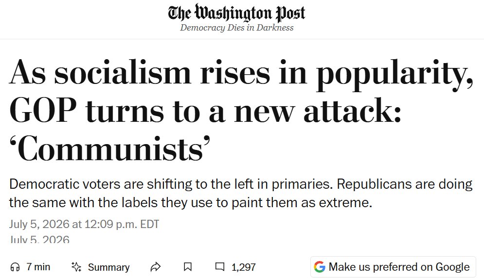AdamSinger's tweet photo. Calling attention to self-described communists isn't a GOP "attack," in fact many sober liberals call this out all the time, too. The DSA calls themselves communists. They wave communist flags. They quote Marx. They're telling you who they are. Believe them https://t.co/L7w6oWLla1
