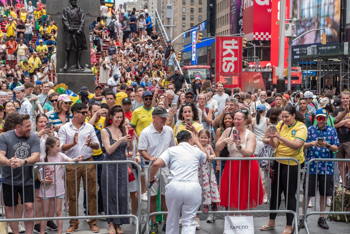 usnavyband's tweet photo. The U.S. Navy Band Cruisers performed in New York City’s Times Square on July 5, 2026 as part of the International Naval Review. 

#USNavy #INR250 #America250 #NYC https://t.co/dJ28SxGkva