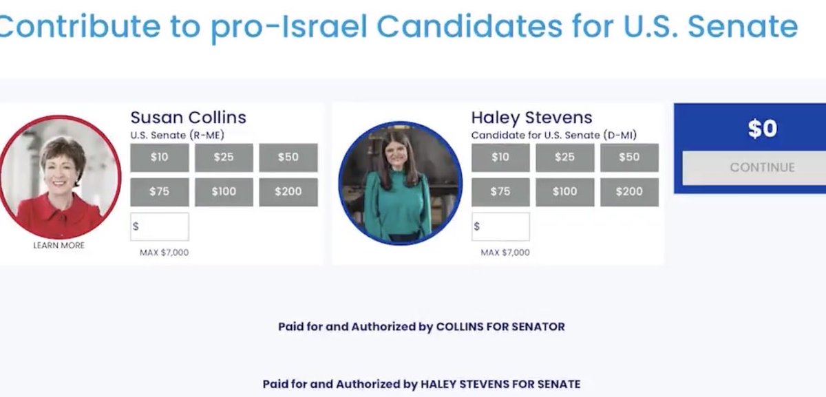 HBendaas's tweet photo. I see some people are brazenly lying about this but yes, actually Haley Stevens’ campaign did authorize a joint AIPAC fundraiser with Susan Collins as anyone can see here. This isn’t ancient history - this happened in May. https://t.co/zuu9Rvw8lh