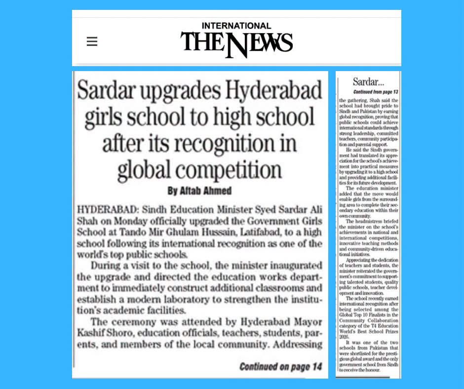sardarshah1's tweet photo. Delighted to visit  GGES Tando Mir Ghulam Hussain, Latifabad, Hyderabad along with the Mayor @KashifShoroPPP. Now the school is upgraded to a high school level after its international recognition among the Global Top 10 Finalists in the T4 Education World’s Best School Prizes 2025. appreciated the zeal and fervor of the headmistress and teachers. Loved the ambition and dreams of the little daughters for the pursuits of a bright and fruitful future.
Dream it. Believe it. Achieve it.