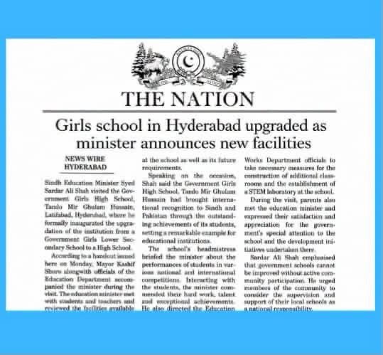 sardarshah1's tweet photo. Delighted to visit  GGES Tando Mir Ghulam Hussain, Latifabad, Hyderabad along with the Mayor @KashifShoroPPP. Now the school is upgraded to a high school level after its international recognition among the Global Top 10 Finalists in the T4 Education World’s Best School Prizes 2025. appreciated the zeal and fervor of the headmistress and teachers. Loved the ambition and dreams of the little daughters for the pursuits of a bright and fruitful future.
Dream it. Believe it. Achieve it.