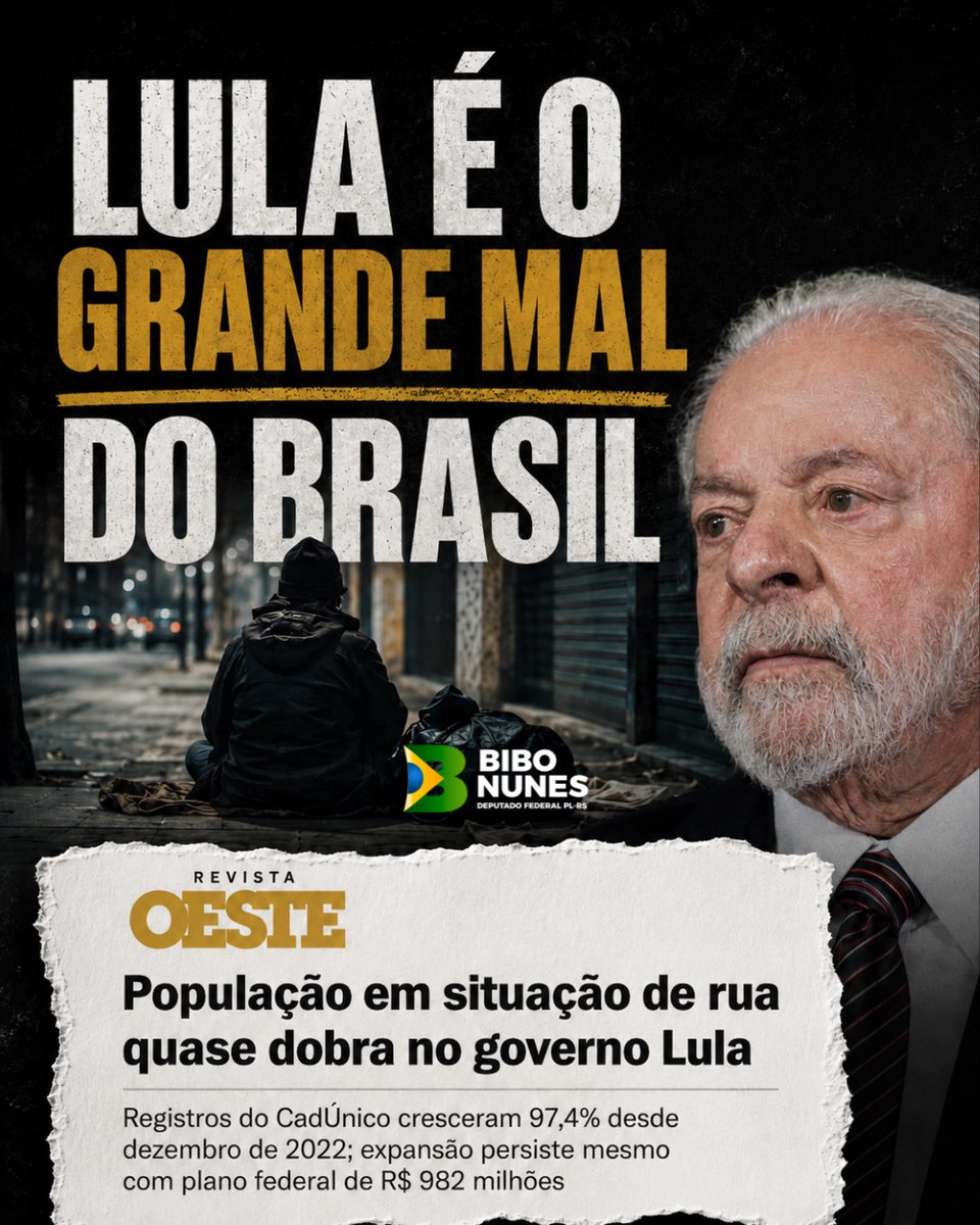 bibonunes1's tweet photo. 🚨 A NARRATIVA NÃO RESISTE À REALIDADE!
E ainda há quem acredite que o DESCONDENADO Lula defende as minorias e tirou o Brasil da pobreza.
Após décadas de PT, o país continua convivendo com pobreza, dependência de programas assistenciais e falta de oportunidades para milhões de brasileiros.
A esquerda vende discursos. O povo continua esperando resultados.

📢 Compartilhe e siga para mais!