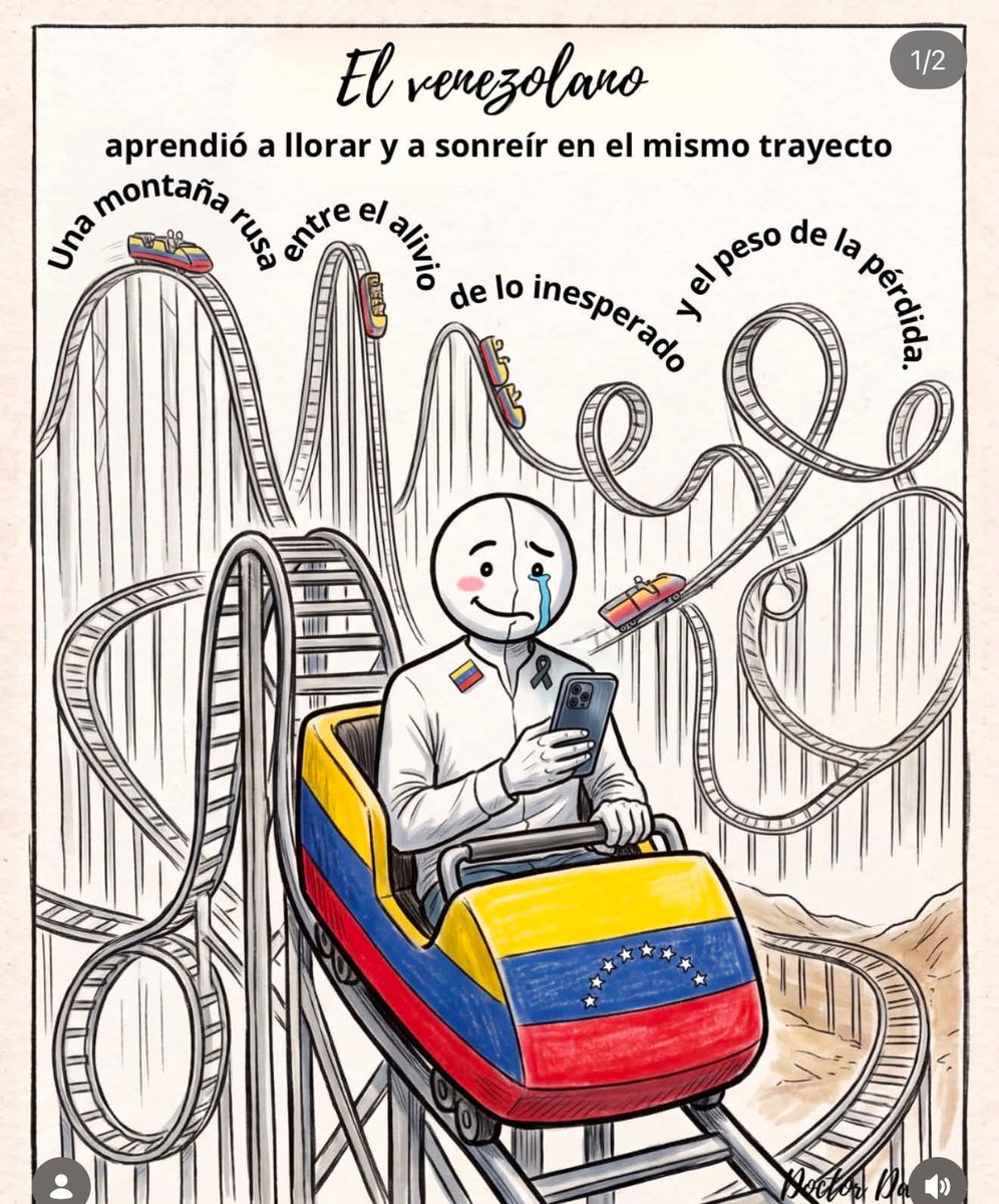 mv_negra2's tweet photo. Asi es ser venezolano
Nuestro día a día es una montaña rusa que no pedimos montar.
Entre el alivio de las buenas noticias y el peso de nuestra realidad, el venezolano aprendió a llorar y a sonreír en el mismo vagón.😥😔🥺 https://t.co/iYgawqV9jE
