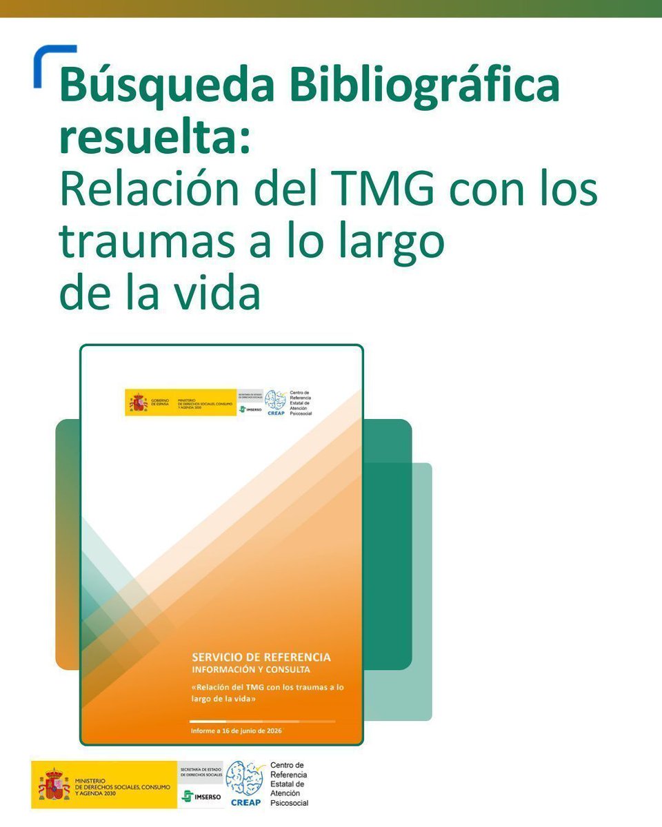 Creap_Valencia's tweet photo. 📝 Revisión bibliográfica resuelta sobre «Relación del Trastorno Mental Grave (TMG) con los traumas a lo largo de la vida» 👉 https://t.co/nAzEo6GRDp
La evidencia señala el #trauma infantil como un importante factor de riesgo
#SaludMental #Psicosis #Investigación #Evidencia https://t.co/yXV2oJOcNA
