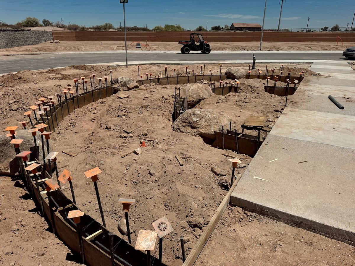 MonroyConstruct's tweet photo. The pour gets the attention, but preparation makes it possible. Our team was out in Alamar setting forms and getting everything ready for the pour this week. It's the work behind the scenes that keeps projects moving forward. #MonroyConstruction #FormSetting #PhoenixAZ https://t.co/EY18Ihaa7r
