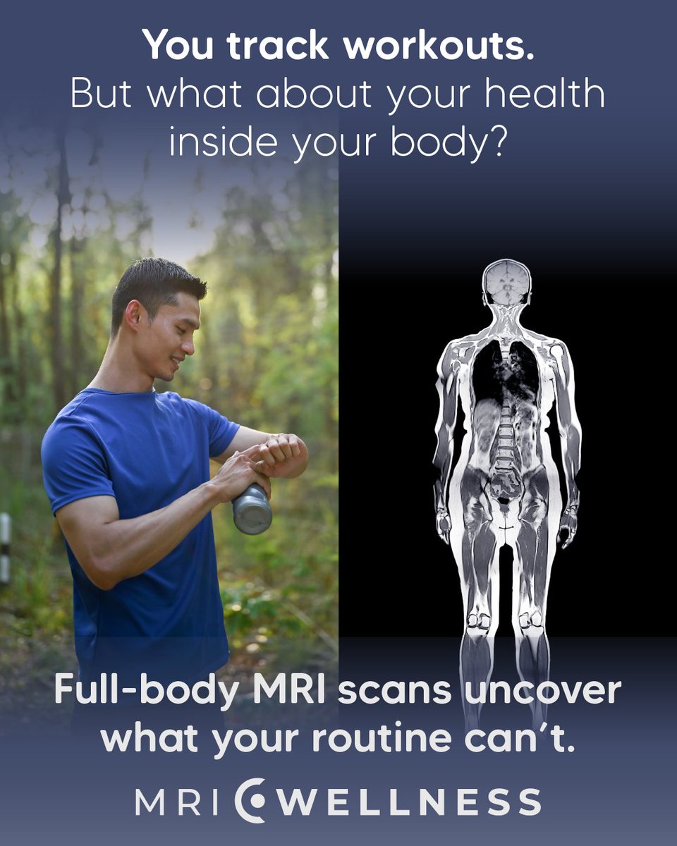mriwellness's tweet photo. You track your steps, workouts, and calories – but what about keeping track of what’s happening inside your body? 

Think beyond traditional wellness metrics and dive deep into your well-being with a full-body MRI. Schedule your scan with MRI Wellness today. https://t.co/jtDugiQCyx