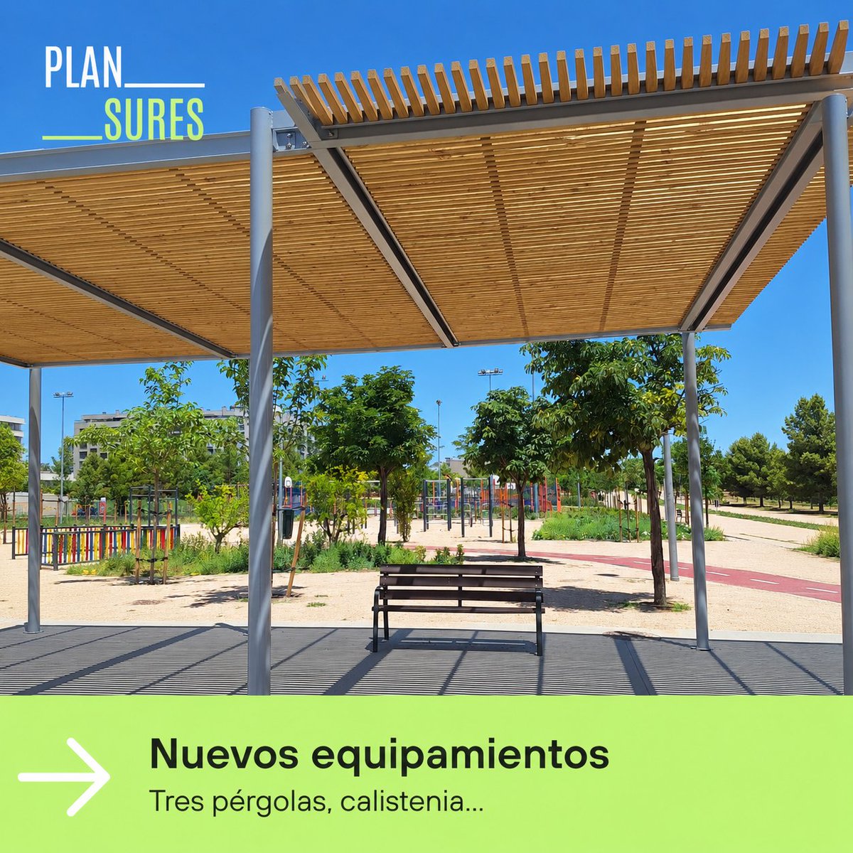 DecideMadrid's tweet photo. 🌳 El Ensanche de Vallecas estrena una zona verde más cómoda, accesible y disfrutable.
El #PlanSURES ha mejorado 39.730 m² con nuevas plantaciones, caminos accesibles, juegos infantiles, calistenia, pérgolas y zonas de descanso.
#VillaDeVallecas https://t.co/0YQv1nrQ1y