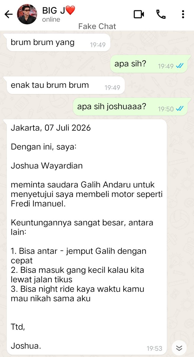 vnsmoek's tweet photo. Side Story Joshua &amp; Galih.

Hari ini Joshua liat video Fredi yang lagi ngendarain motor jadul dan hasrat ingin punya pun memuncak. Sebagai suami yang apa apa izin dulu, dia pun langsung minta izin Galih. 

https://t.co/VHprJIgZdD https://t.co/5XOcS8ydf2