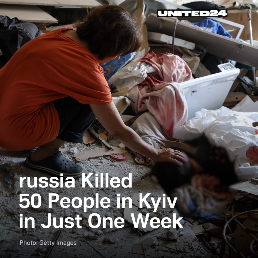 U24_gov_ua's tweet photo. In a single week, russia killed 50 people in Kyiv alone. It took them 2 days.

These deaths weren’t accidental — russia targets civilians deliberately, purely to sow terror. 

It will never work. But we need to to protect people from this viciousness:
https://t.co/4Os08VprA0 https://t.co/z4zDFw8chQ