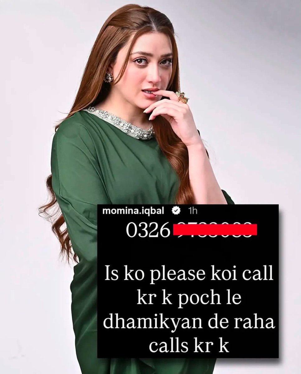 Sualehaarain's tweet photo. Momina Iqbal takes to social media, claiming she has been receiving threatening phone calls from a man, whose number she also shared publicly.
    #MominaIqbal https://t.co/qKnq7JAAxs