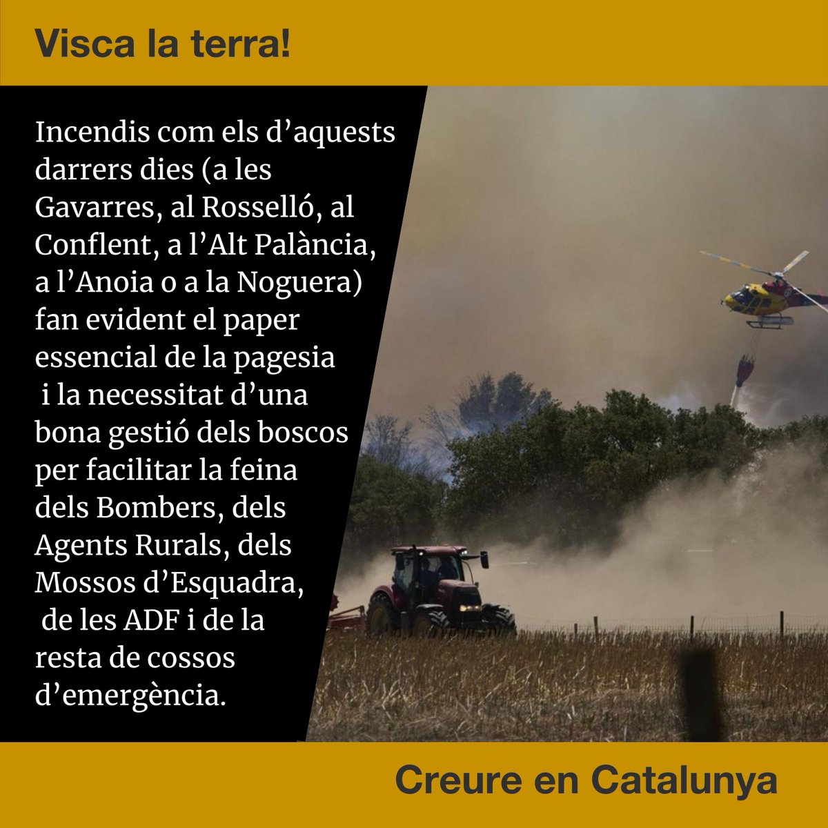 QuimTorraiPla's tweet photo. Tot l’ànim a les famílies i als municipis afectats pel foc, i tot el suport i l’agraïment als professionals i als voluntaris per la seva entrega. #creureenCatalunya https://t.co/ZQAOBx1dwT