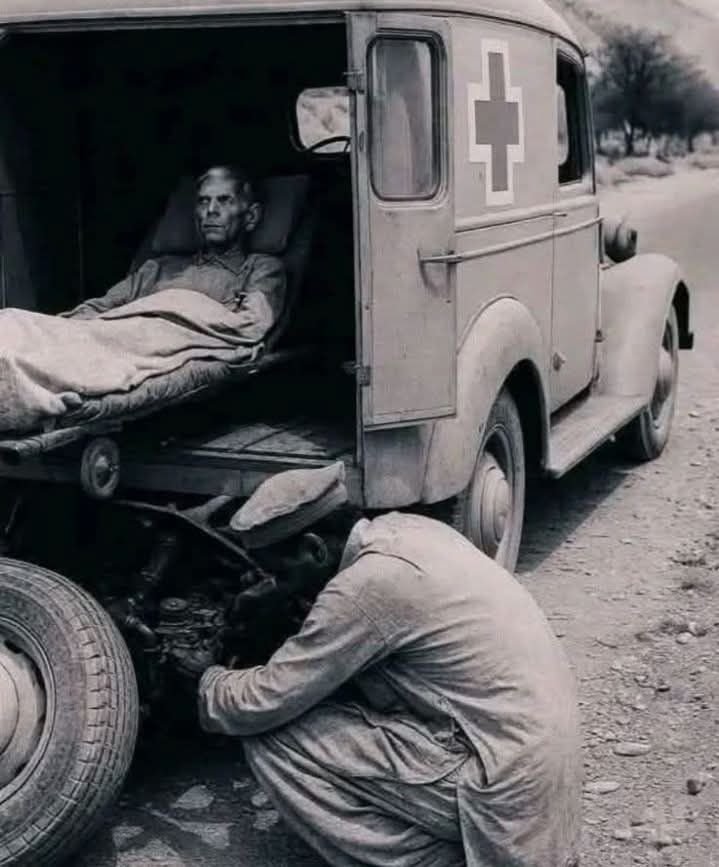 KhalsaDaPuttar's tweet photo. Rare photo of Fraud daarubaaz womaniser Jinnah of Pakistan when his ambulance broke down on way to hospital and he could not get another ambulance in the country he created 

He died on the road waiting for ambulance 🤢🤢🤢🤢 https://t.co/hVCAMmOleW