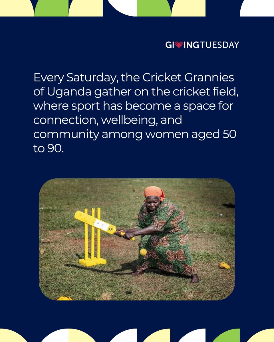 GivingTueAfrica's tweet photo. Generosity begins by making room for someone else.

In Jinja, Uganda, the #CricketGrannies are showing how an inclusive space can build healthier lives, stronger friendships, and thriving communities.

📸 @luistatophoto
#GivingTuesday #GivingTuesdayAfrica https://t.co/kEaxXe4kYV