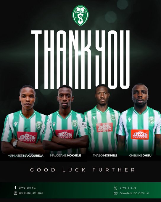 Sbn_ZA's tweet photo. TRANSFER NEWS‼️

💚🤍Siwelele FC's squad overhaul continues! 

The club has confirmed 10 more departures, taking the total number of exits to 23 ahead of the new season.

#SBN || #Siwelele || #PSL || #TransferNews https://t.co/4pHxwAlOWe