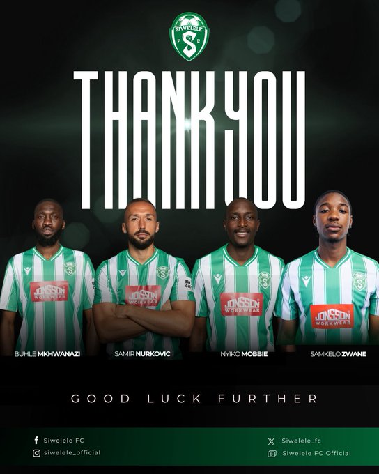 Sbn_ZA's tweet photo. TRANSFER NEWS‼️

💚🤍Siwelele FC's squad overhaul continues! 

The club has confirmed 10 more departures, taking the total number of exits to 23 ahead of the new season.

#SBN || #Siwelele || #PSL || #TransferNews https://t.co/4pHxwAlOWe