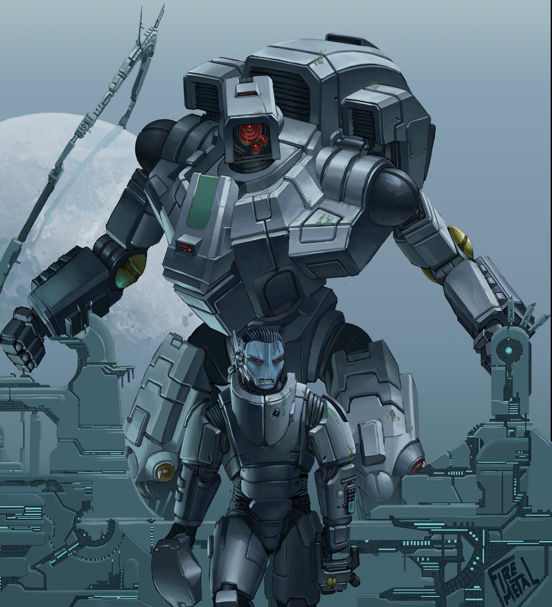 Firemetal5's tweet photo. My first T'au art compared with my most recent work
(The first picture is suposse to be a riptide) 
2023.4\2026.6 https://t.co/uEOnMJfCFP