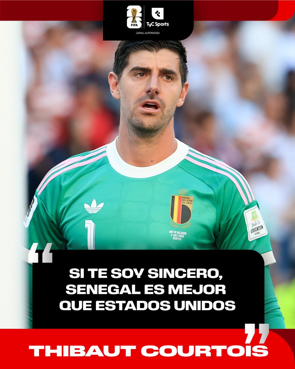 TyCSports's tweet photo. 🗣️ El arquero de Bélgica, picante luego del triunfo ante el seleccionado de Mauricio Pochettino en los octavos de final del Mundial:

"El tipo de falta de respeto que recibimos en los últimos días, que los Estados Unidos, nos iban a ganar fácil porque no somos el mismo equipo y todo eso. Demostramos que sí somos un buen equipo. Al final entiendo que quieran darle mucha publicidad a Estados Unidos, pero hoy sentí mucha más certeza de que íbamos a ganar que contra Senegal. Si te soy sincero, Senegal es mejor que Estados Unidos".