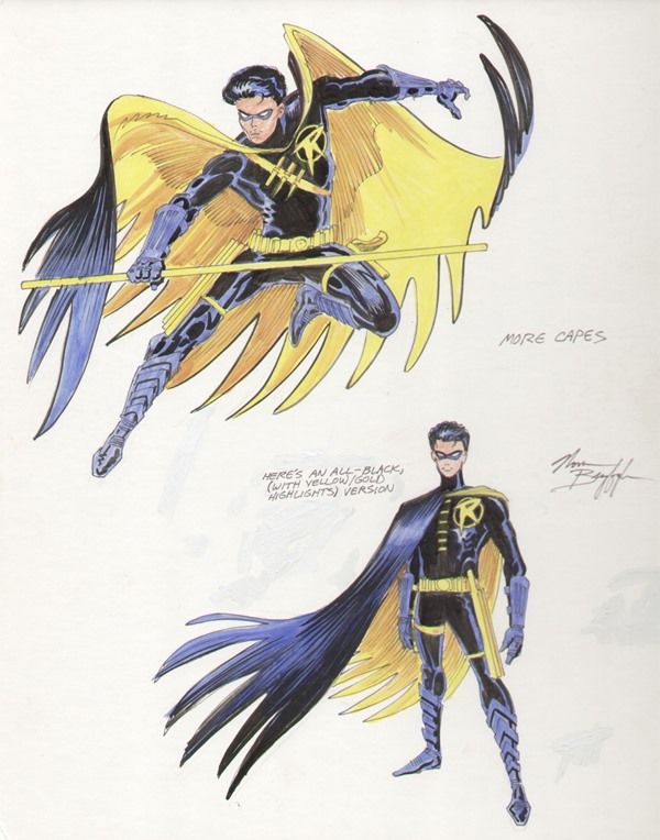 PopverseSays's tweet photo. Norm Breyfogle's 1990 pitch for a new Robin costume. https://t.co/BKgJ3axp7J