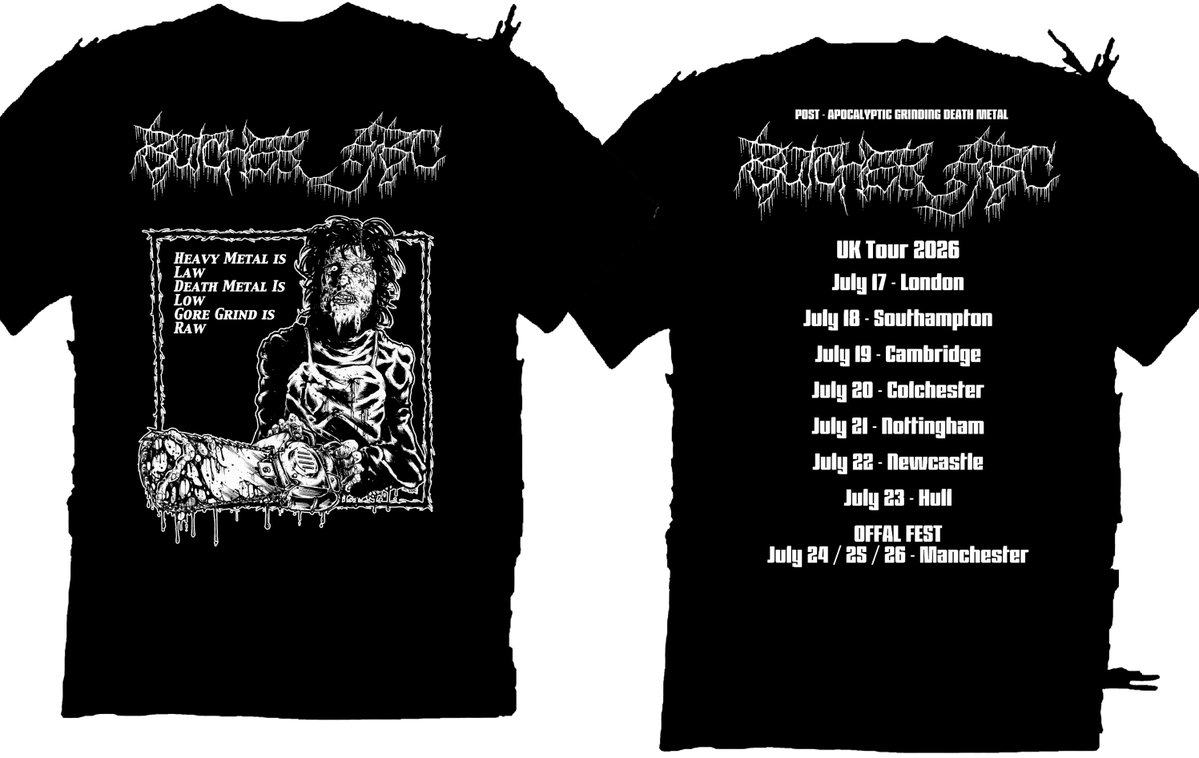 Butcher_ABC's tweet photo. 🇬🇧🇬🇧🇬🇧
in 2 weeks ahead
BUTCHER ABC first time in UK
Land of BLACK SABBATH, IRON MAIDEN, NAPALM DEATH, BOLT THROWER. 
so stoked 🔥
We bring limited tour TS with classic chainsaw artwork.
Grad it at shows. Cash or maybe cash 😅 ahhh, paypal ok 👍
See you in the pit!!

#butcherabc https://t.co/xRPxeDLe6H