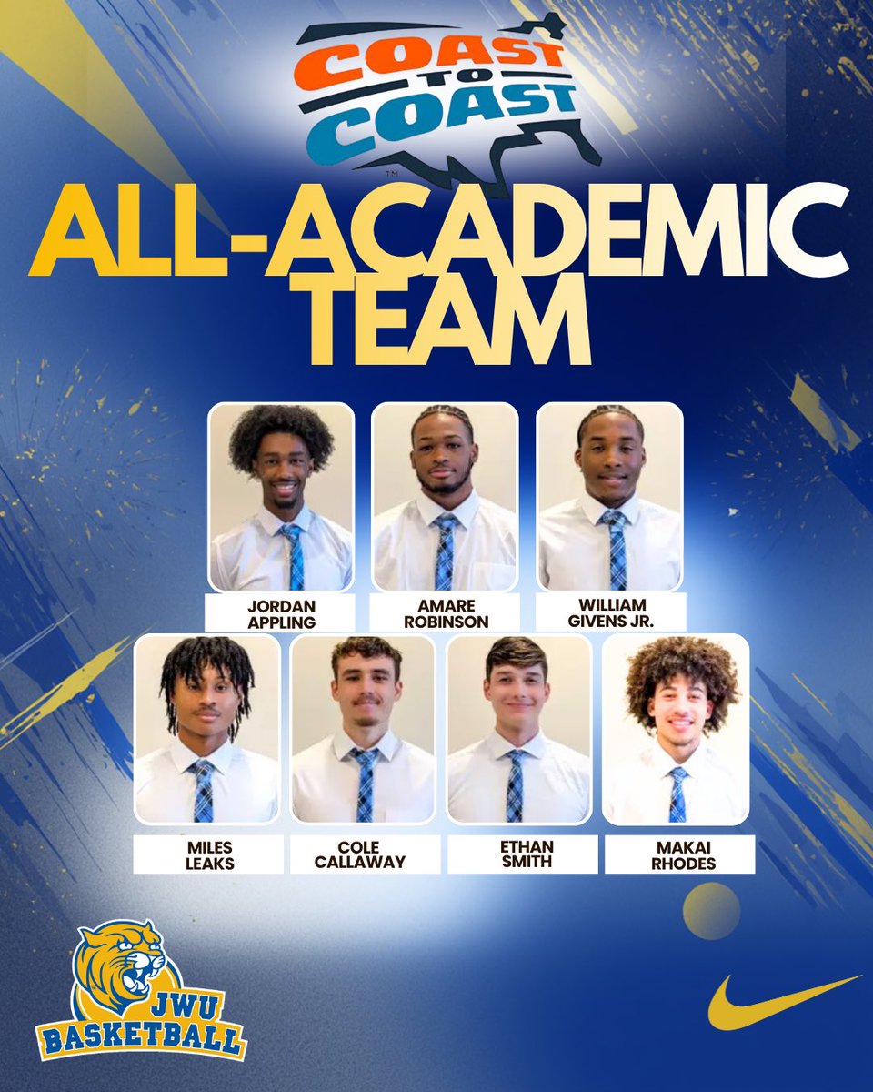 JWU_MBB's tweet photo. Congratulations to our Seven C2C All-Academic Award Winners. Student-athletes in the C2C that achieve a 3.20 GPA for the academic year earn a spot on the All-Academic team. #WildcatFamily https://t.co/hkT7625jek