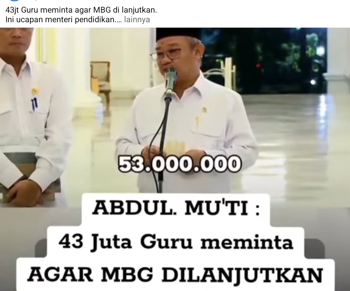 ebe_ganzo's tweet photo. Menteri yg satu ini kalau bohong tidak nanggung bilang 43jt guru sedangkan jumlah guru di Indonesia hanya 4,21 juta 
@muhammadiyah 
@Abe_Mukti https://t.co/JNUb6V94D8