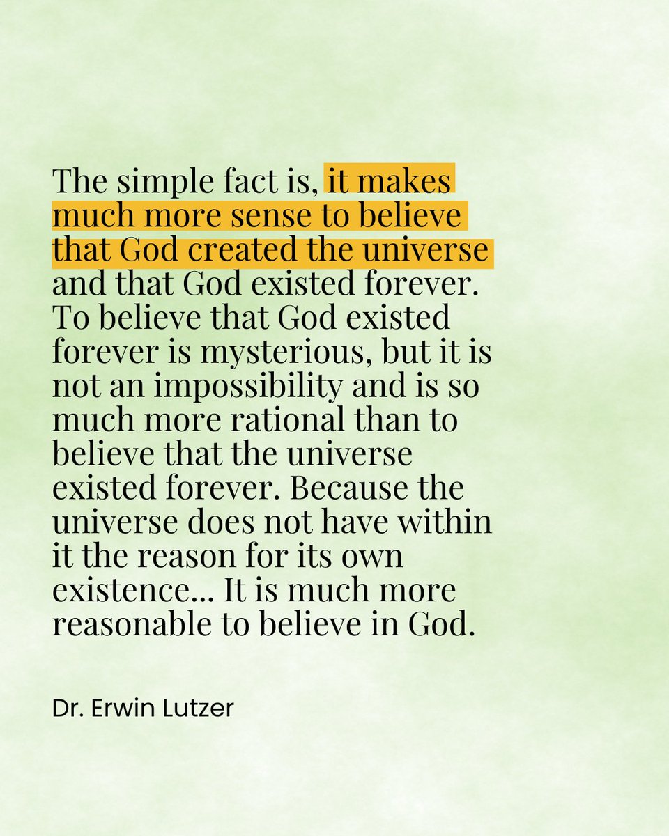 JohnAnkerberg's tweet photo. Does it make more sense to believe that the universe existed forever, from eternity past? Or does it make more sense to believe that God created the universe? https://t.co/G0v32ctoK6