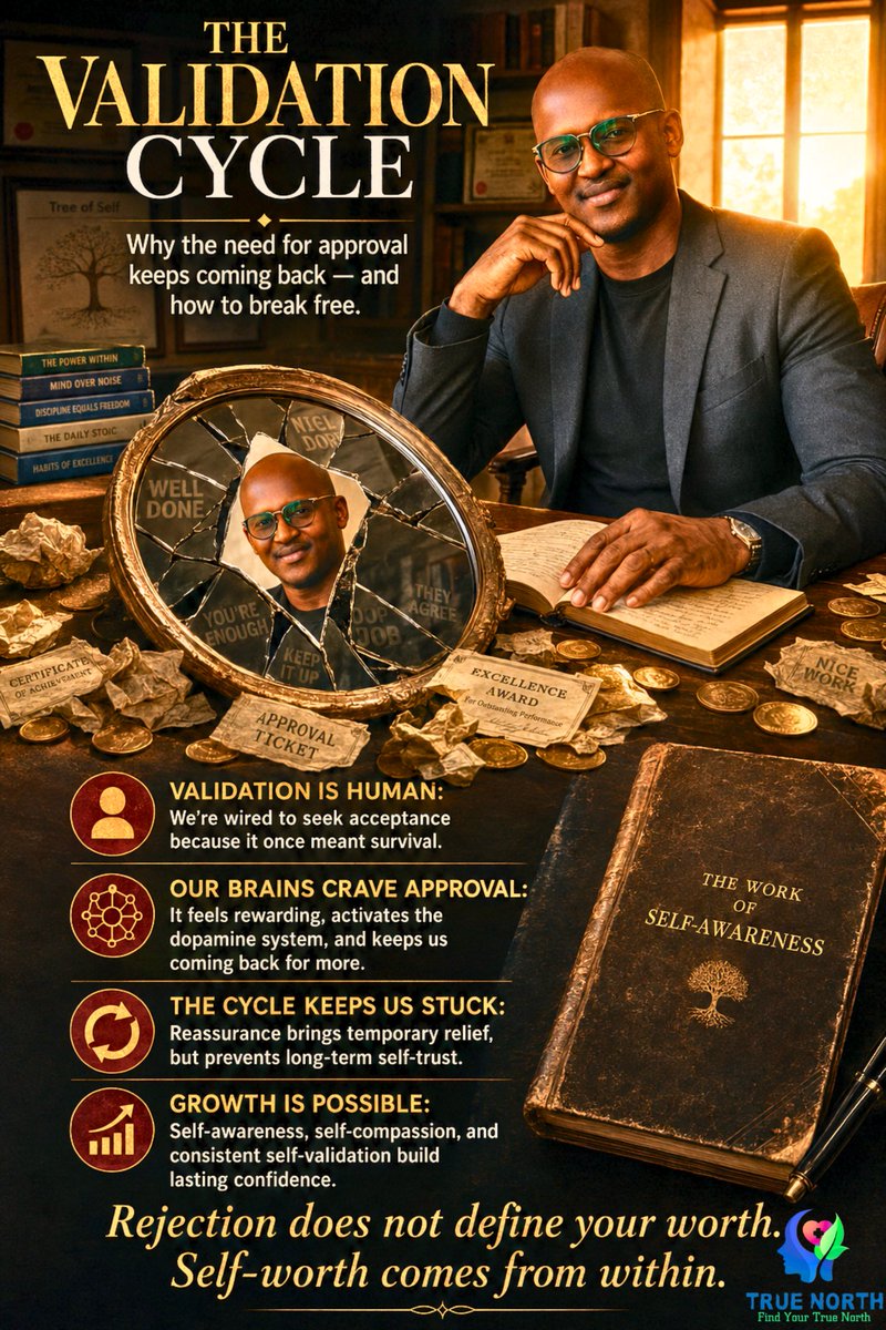 TrueNorthKenya's tweet photo. 1. You chase approval like it's oxygen.
2. It's not. It's sugar. Spike. Crash. Chase again.
3. Your worth is not a vote.
4. Rejection is just feedback.
5. Build yourself or stay broken. https://t.co/Lmu60itPqP