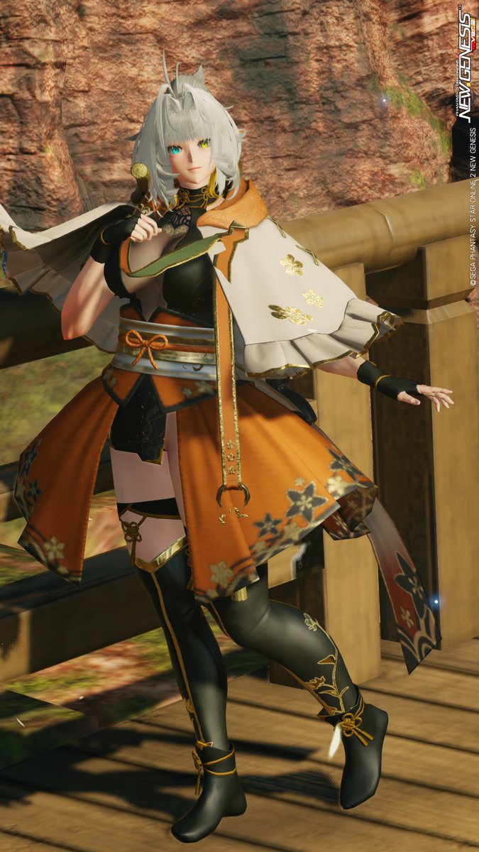 ARKS2022's tweet photo. キキョウレイショウとキモノスクウェストマントを何とか使用したくて作ったコーデ！
#PSO2NGS
#PSO2NGS_SS https://t.co/vJrbjB8YmC
