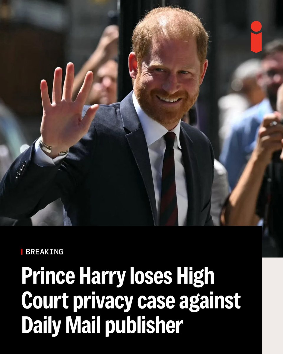 theipaper's tweet photo. BREAKING: The Duke of Sussex has lost his High Court cases against the Daily Mail’s publisher, Associated Newspapers Limited https://t.co/hTYP1lzG0K https://t.co/d0oOpGvcaT