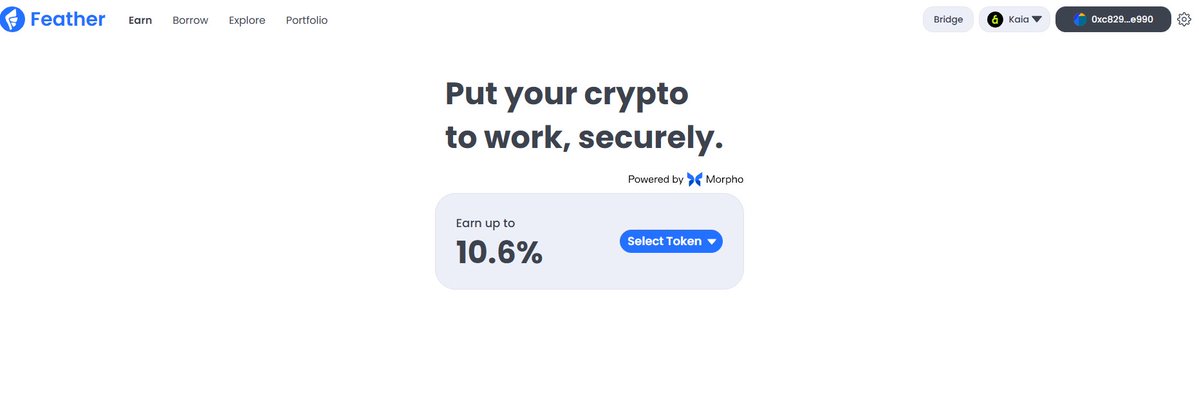 Featherlend's tweet photo. Kaia is scaling stablecoins across APAC.

The path? A credit layer where stablecoins and capital can be lent and borrowed at scale.

Today, that scale arrives live on Feather - powered by @Morpho

$KAIA rewards are now flowing to lenders and borrowers across Feather's Morpho markets on Kaia, distributed through @merkl_xyz over a 30-day campaign.

What this unlocks:
→ Supply USDT and earn, with rewards stacked on top of the base rate
 → Post KAIA or stKAIA as collateral and borrow without selling your position
 → Isolated Morpho markets, so your risk is the market you choose and nothing else

This matters for Kaia as idle stablecoins become productive supply, native token holders unlock liquidity without exiting, and Feather becomes a credit primitive the rest of the ecosystem can build on. 

This is day one of a full credit layer underneath Kaia's stablecoin economy. The collateral and supply base only deepen from here.

Full blog→ https://t.co/4b0TastEkQ

Starting earning today ⤵️
https://t.co/6eu9aHzpso