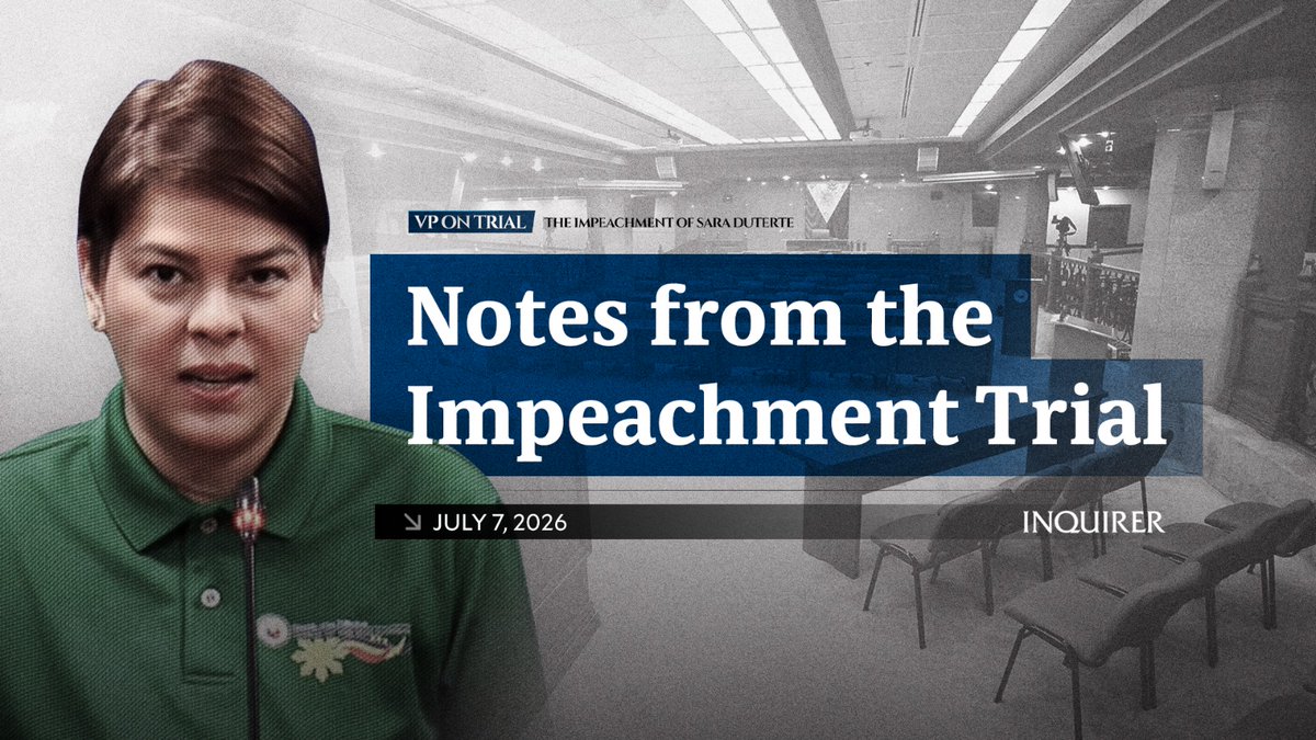 inquirerdotnet's tweet photo. The second day of the impeachment trial centered on Article IV, the grave-threats charge alleging that Vice President Duterte hired an assassin to kill President Ferdinand Marcos Jr., his wife Liza Araneta-Marcos and former Speaker Martin Romualdez.

Here are notes from the historic impeachment trial of Duterte today, July 7.

READ MORE: https://t.co/cUdP7DANfA