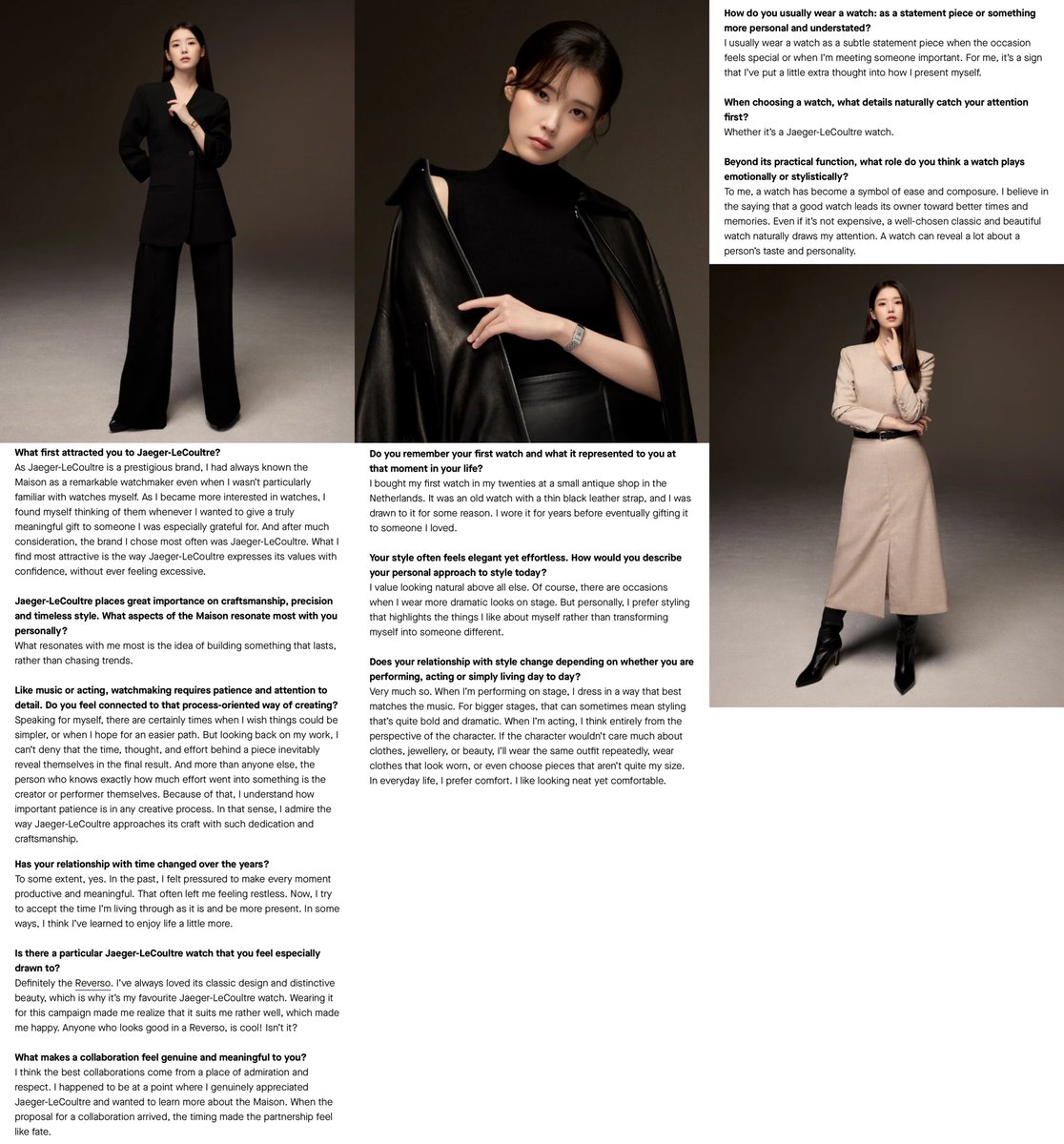 VicLJE's tweet photo. An exclusive interview with the newest Global Brand Ambassador of Jaeger-LeCoultre talks about her journey as a musician and actress so far and her special relationship with time. 

“Nation’s Little Sister”, “Nation’s Sweetheart”, “Nation’s Daughter” — the South Korean singer and actress IU has been dubbed these heartwarming titles over her 18-year career not without reason. Her nightingale voice and her versatile, masterful character portrayals have won over not just generations of South Koreans, eventually also catching the hearts of fans overseas — which only begins to explain why her impact as a leading creative force of sincerity and authenticity is widespread and deeply affecting.

Full interview: 
https://t.co/2tmAPz0WI2

#IU #아이유 #Jaeger_LeCoultre