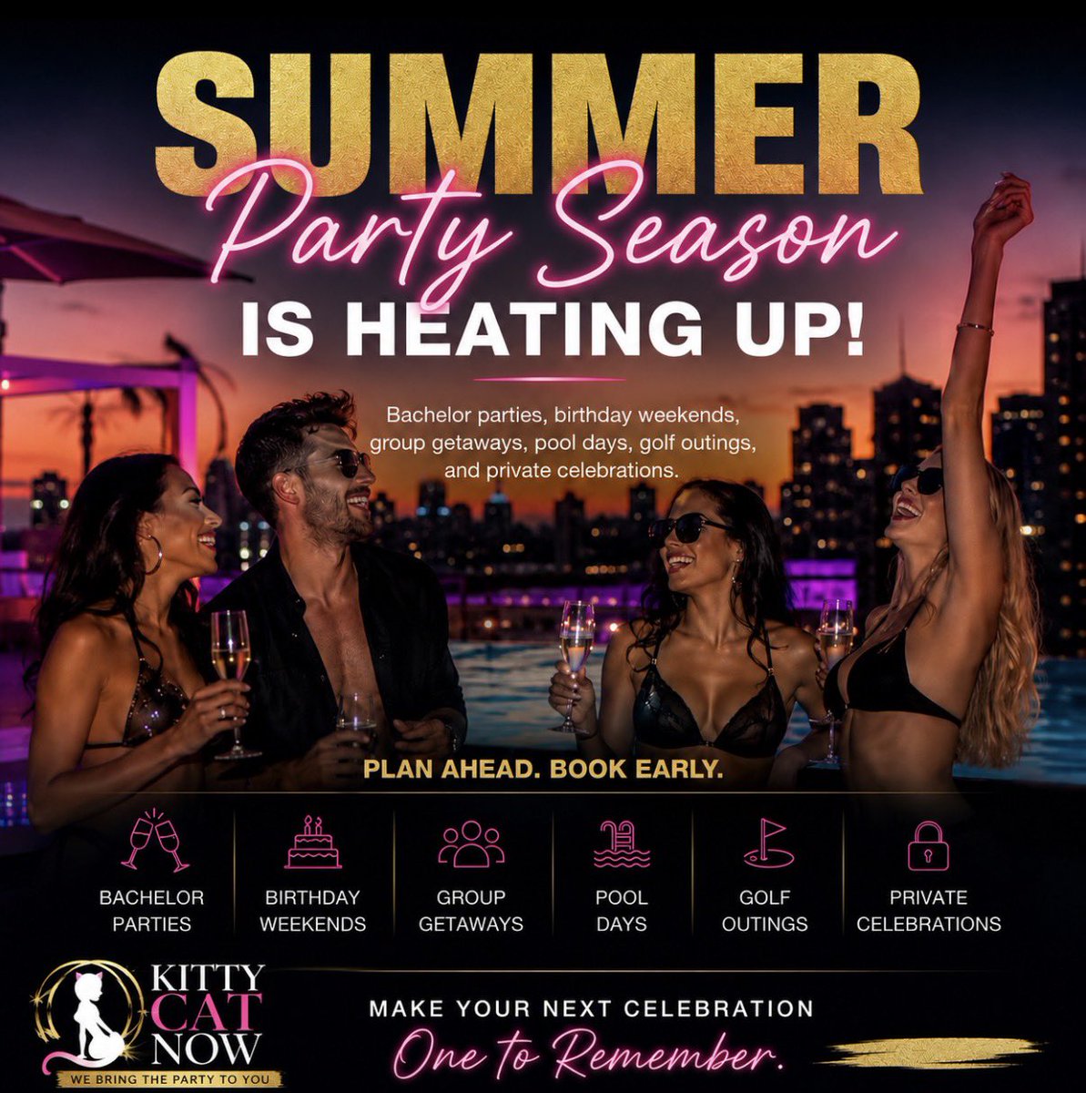 KCNStrippers's tweet photo. Bachelor parties, birthday weekends, group getaways, pool days, golf outings, and private celebrations are filling the calendar fast.

Plan ahead. Book early. Make your next celebration one to remember with Kitty Cat Now.
https://t.co/ujMWyhmGhC 
#KittyCatNow #BachelorParty #SummerParty