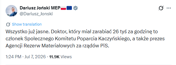 HubnerrMax's tweet photo. Wszystko już jasne.

Byle tylko ratować palącą się dupę Koalicji Obywatelskiej i rządu Tuska w rozwijającej się aferze szpitalnej KO, Joński popie*dolił LEKARZA zatrudnionego przez koalicję rządzącą z DOKTOREM NAUK EKONOMICZNYCH, który wspiera opozycję.

Screen dla potomnych. https://t.co/ibjWC0T5FO