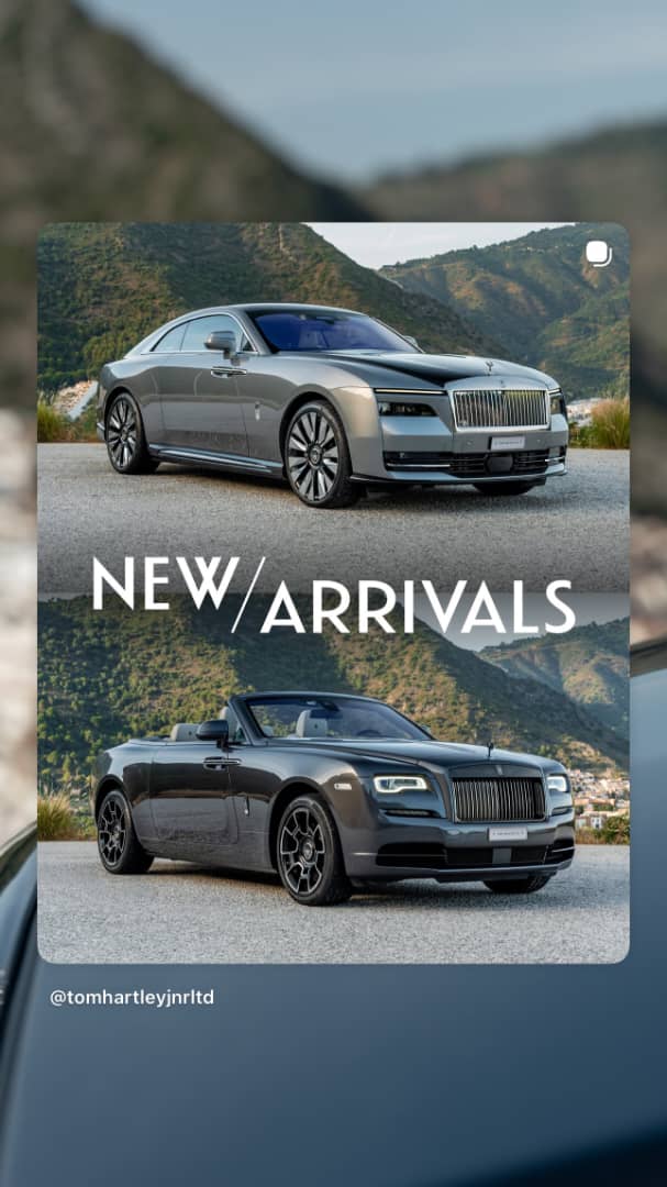 JnrHartley's tweet photo. New Arrivals | Two Swiss-Registered Rolls-Royces ✨

🚀 2023 Rolls-Royce Spectre | Jubilee Silver - Diamond Black with Seashell - Black Leather

 2018 Rolls-Royce Dawn Black Badge | Gunmetal with Seashell - Black Leather. Both available now 

#Rolls Royce #OnlyTheBestCars https://t.co/hiRcHFIn85