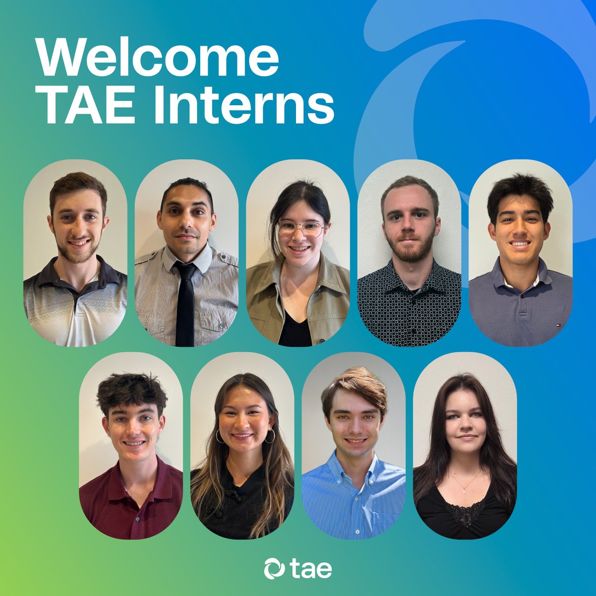 TAE's tweet photo. We're pleased to welcome 10 bright interns to the TAE and @taelifesciences  Life Sciences team this summer! 

From top universities around the world, this talented cohort is joining us to push the boundaries of fusion and help shape the next generation of fusion technology and fusion-derived beam technology for cancer treatment.

Interested in becoming an intern? Applications open again in Spring of 2027 – visit https://t.co/WopjfD3qnn