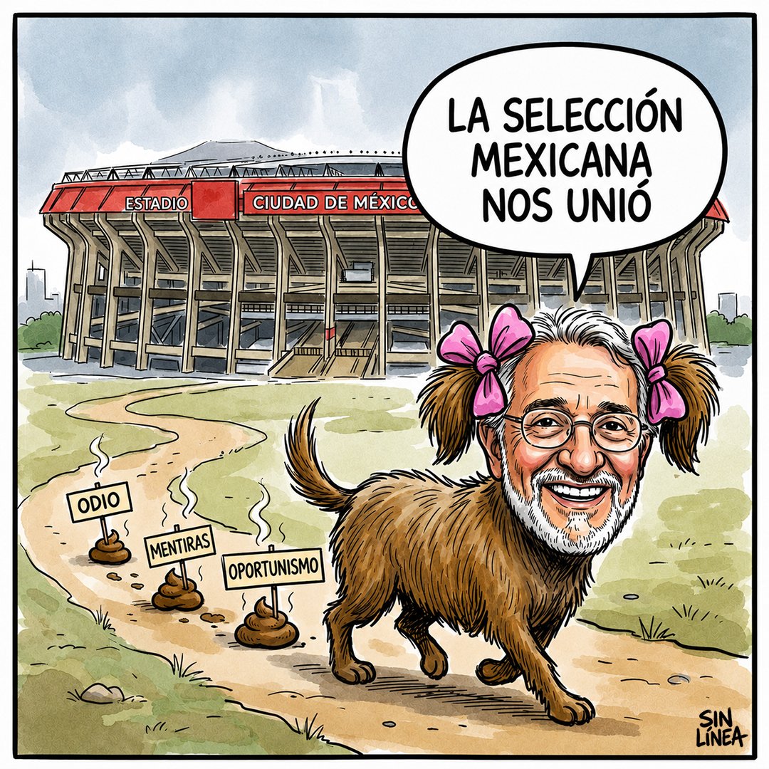 SinLinea_Mx's tweet photo. "Selección... de discursos" | CartonerIA #SinLínea ✍🏻

#SalinasPliego #PerritaDeTrump https://t.co/wH4cRFdxja