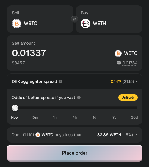 PropellerSwap's tweet photo. Turbine is not only for trading slow.

You can now also trade fast (settle in 12s - 100s). ⚡️

Select "Now" and match P2P with sitting orders and DEXs in Turbine.

Protected by the same speedbump, TEE, and uniform clearing in batches.

Just faster. https://t.co/B12HT1Sz8j