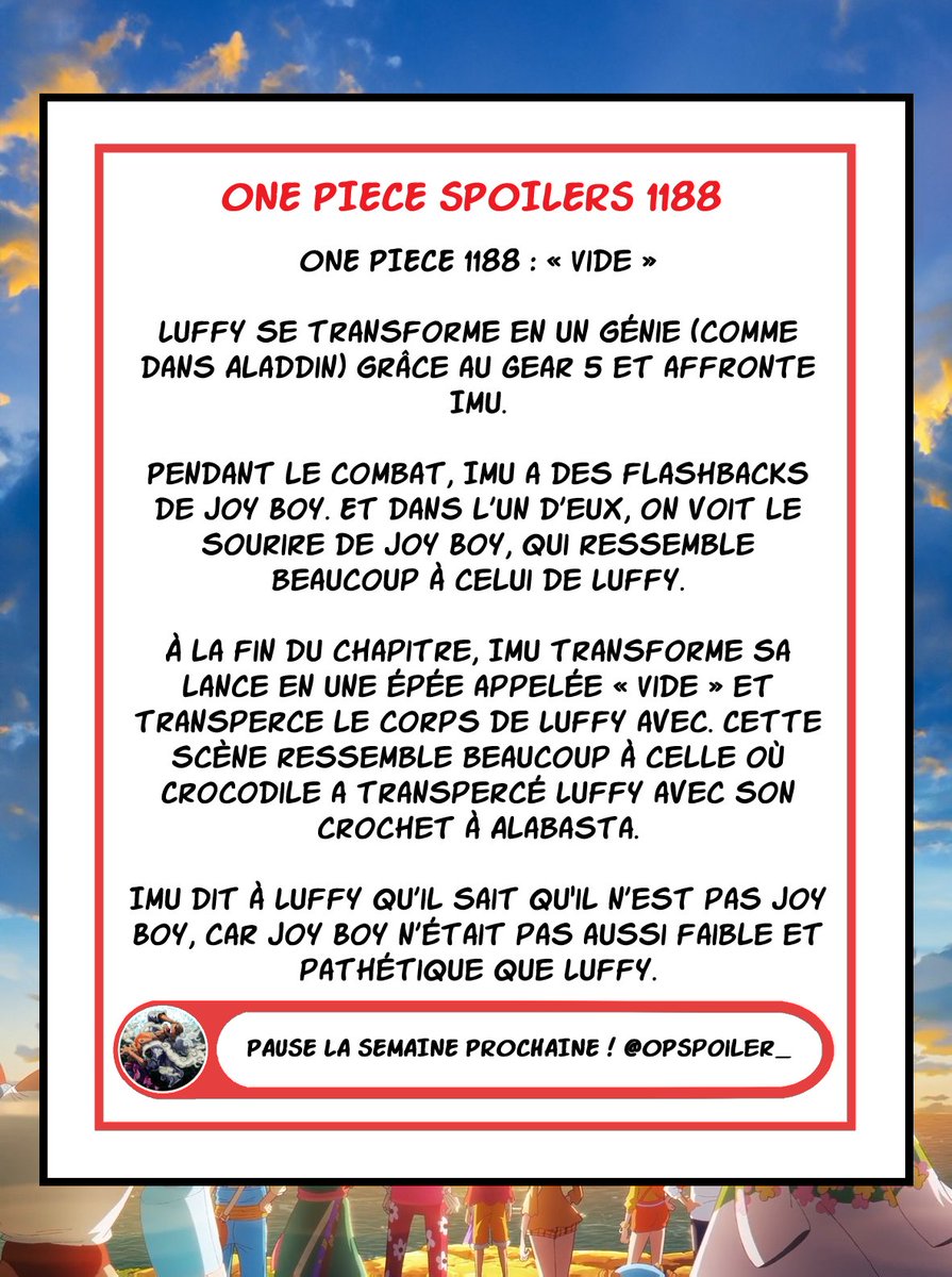 OPspoiler_'s tweet photo. #ONEPIECE1188 

🚨 PREMIERS SPOILS 🚨 https://t.co/wkbdSy84si